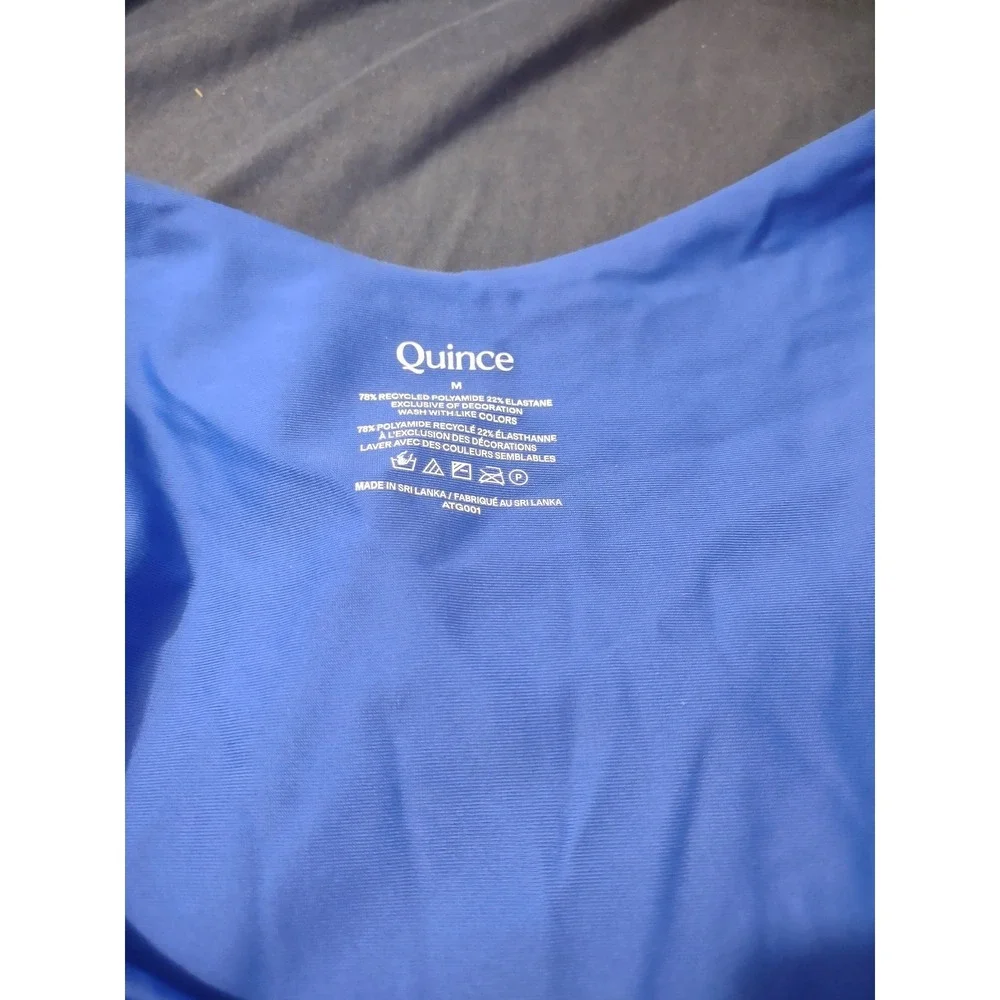 Quince Italian High Leg Bikini Bottom Electric Blue Swimwear Size M NEW